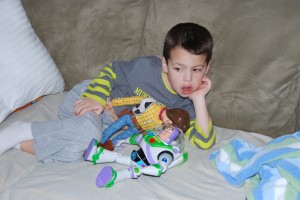Watching Toy Story with Buzz and Woody