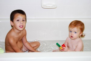 Landon and Audrey getting all clean